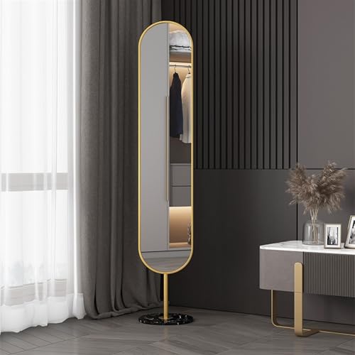 Decorative Floor-to-Ceiling Mirror for Home Bedroom Narrow-Edge Three-Dimensional Dressing Modern Simple Full-Length with Storage for Living Room(Gold)