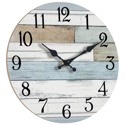 KECYET Wall Clock Battery Operated 8 Inch Silent Non Ticking Coastal Design Country Rustic Retro Decorative for Bathroom Kitchen Living Room Bedroom