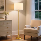 60" Gold Floor Lamp, Standing Lamp for Living Room, Bedroom, Office & Dining Room - Tall Corner Floor Lamps with Pull Chain Switch, Soft Lighting Farmhouse Design - Modern Floor Lamp (Bulb Included)