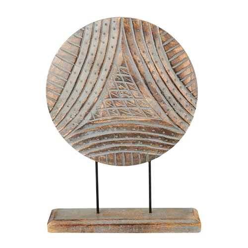 Farmhouse Table Sculpture Home Decor Statue Mandala Carved for Modern Home 10" x 14", Living Room, Fireplace Mantel Shelf, Table and Entryway Decor Stand (Design 8)