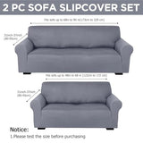 Peryiter 2 Pcs Sofa Covers Couch and Loveseat Covers Set Stretch Sofa Slipcover for Living Room Armchair Furniture Protector, Wrinkle Proof(Light Gray,Milk Silk)