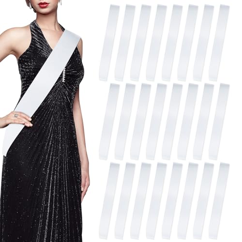25Pcs White Sashes Blank Satin Sublimation Sash for Pageants to Decorate Plain 2026 Senior Graduation Birthday Sash for Women Homecoming