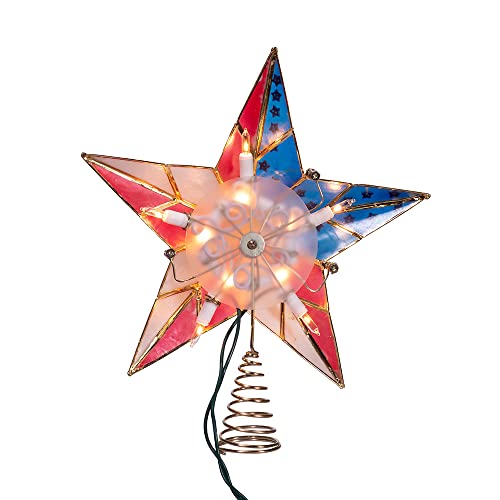 Kurt Adler UL 10L Capiz American Flag Inspired Star Treetop