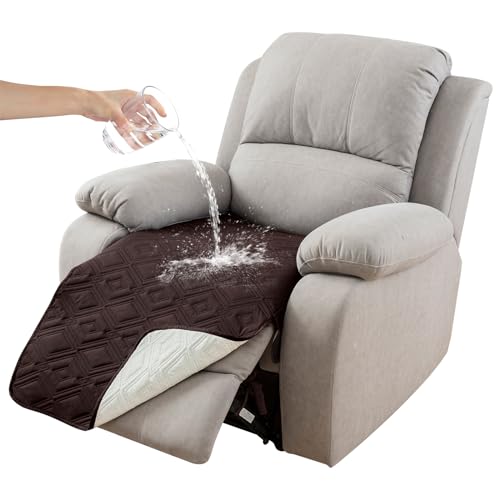 Genina 100% Waterproof Recliner Chair Covers, Anti-Slip Recliner Cover Dog Couch Cover Furniture Protector, Reclining Sofa Slipcover for Pets Dogs, 1 Piece (Chocolate, Recliner)