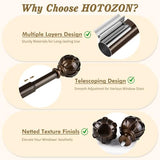 Bronze Curtain Rods 2 Pack, HOTOZON Curtain Rods for window 32 to 58 Inch, New Splicing Window Rod for Windows, 3/4 Inch Single Drapery Rod with Netted Finials