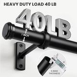 Black Curtain Rod 72-144 Inch, 1" Diameter Curtain Rods for Windows, Heavy Duty Long Drapery Rod with Brackets for Bedroom, Living Room, Kitchen, Patio