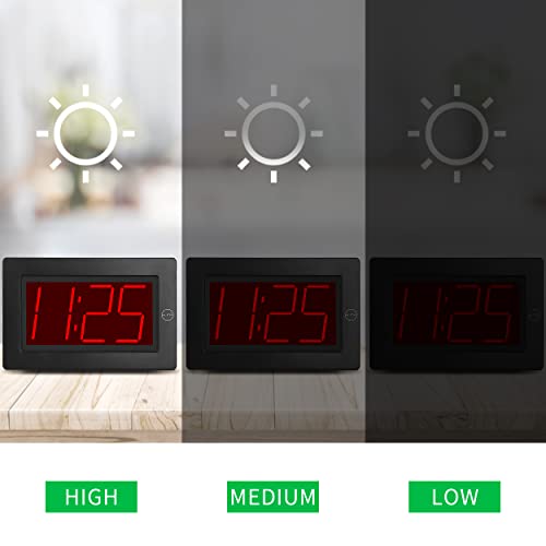KWANWA Large Digital Alarm Clock, 3" LED Display Battery Operated, Dimmable Auto Night Mode, Easy to Read for Seniors Visually Impaired, Cordless Wall Clock or Table Clock for Bedroom Kitchen Office