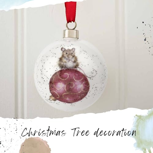 Royal Worcester Hanging Ornament - Not A Creature was Stirring Bauble with Mouse Motif, Fine Bone China Holiday & Christmas Decor, Hand-Painted Animal Design for Festive Cheer & Tree Decoration