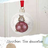 Royal Worcester Hanging Ornament - Not A Creature was Stirring Bauble with Mouse Motif, Fine Bone China Holiday & Christmas Decor, Hand-Painted Animal Design for Festive Cheer & Tree Decoration