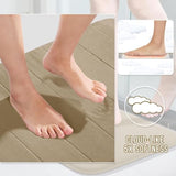 Yimobra Memory Foam Bath Mat, Super Soft Absorbent Bathroom Rug Non Slip 31.5x20 Inch, Quick Dry, Machine Washable Floor Carpet for Tub Shower, Home Decor Accessories, Light Tan