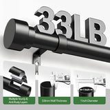 Time Forest Black Curtain Rods for Windows 32 to 120 Inch (2.6-10 Feet), 1 Inch Diameter Adjustable Heavy Duty Curtain Rod, Modern Style Indoor Outdoor Long Window Drapery Rods with End Caps