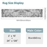 Modern Abstract 2x10ft Runner Rug: Washable Non Slip Kitchen Rugs Black