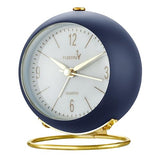 FLOITTUY Silent Table Analog Alarm Clock No Ticking, Lighted on Demand and Battery Operated, Beep Sounds, Small Desk Clock(Navy Blue)