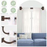 TVWOO Bronze Wrap Around Curtain Rods 28 to 48":Blackout Adjustable Window Curtain Rod,Room Darkening Heavy Duty Curved French Metal Single Drapery Rods for Bedroom Kitchen Easy Install,Antique Bronze