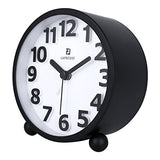 Lafocuse Metal Large 3D Numerals Easy to Read Analog Alarm Clock for Heavy Sleepers with Night Light and Snooze Function, Silent Black Bedside Clock for Bedroom Desk Shelf Table, 4 Inch