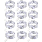 12 Pack Fairy Lights Battery Operated String Lights，7FT 20LED Waterproof Silver Wire Christmas Lights Outdoor,Firefly Mini Lights for Bedroom Party Birthday Wedding Indoor Decorations.