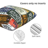 License Plate Deluxe Fabric Throw Pillows,Square Lumbar Pillows,Elegant Addition to Any Room