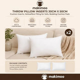 Throw Pillow Inserts 30 x 50cm (12" x 20"), Cushion Inserts, Hollowfibre Filling for Sofa, Bedding Cushion Pads (Pack of 2)