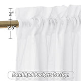 RYB HOME White Semi Sheer Curtains 84 inches Long - Living Room Curtains for Half Privacy, Linen Textured Sheer Light Filtering Vertical Window Drapes for Bedroom Dining, Width 52 inch, 2 Panels