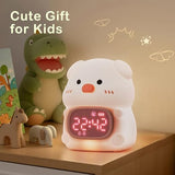 Pig Digital Alarm Clock with Night Light for Kids, Sleep Training Clock with RGB Lights, OK to Wake Clock, Rechargeable Cute Animal Silicone Lamp for Toddler Boys Girls Teens Birthday Room Decor (Pig)