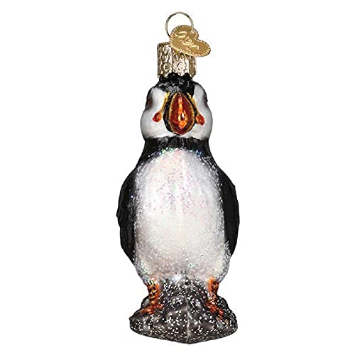Old World Christmas Puffin Glass Blown Ornament for Christmas Tree, Handcrafted Holiday Decoration, Wildlife Animal Collection