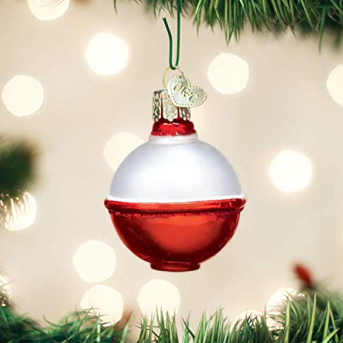Old World Christmas Fishing Bobber Glass Blown Ornament for Christmas Tree, Handcrafted Holiday Decoration, Fisherman Collection