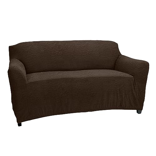 Home Details Stretch Furniture Protector Slipcover, Good for Dog Hair and Spills, Machine Washable, Love Seat, Brown