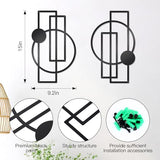 OYEFLY 2 Pcs Metal Abstract Wall Art,Modern Geometric Decor (Black, style 1)