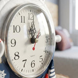 TOYANDONA Mediterranean Style Wooden Desktop Clock Creative Nautical Swim Ring Pendulum Design Silent Mute Clock for Living Room Table Decor