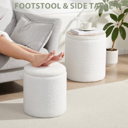 Round Ottoman with Storage Set of 2, Storage Vanity Stool
