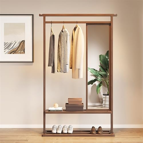 Full-Length Mirror Home Dressing Mirror Hanger Chinese Style Coat Rack with Mirror Full Body Mirror Home Bedroom Fitting Mirror Hanger Full Length Floor Mirror (88cm)