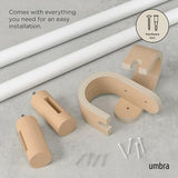 Umbra Bellwood Curtain Rod for Window Drapery, Adjustable Length 42" to 120", Set Includes Finials and Mounting Hardware, White/Natural