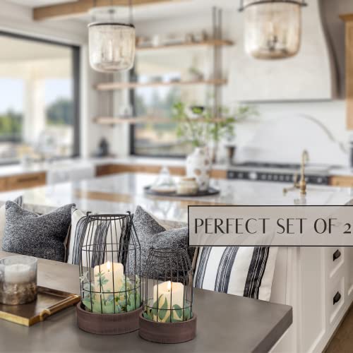 Rustic Farmhouse Lantern Decor Set of 2 - Stylish Decorative Lanterns