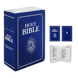 The Holy Bible Pillow Plush- Book Shape, Openable, Cozy Faith Bible Pillow Christian Bible Verse Pillow (Blue)