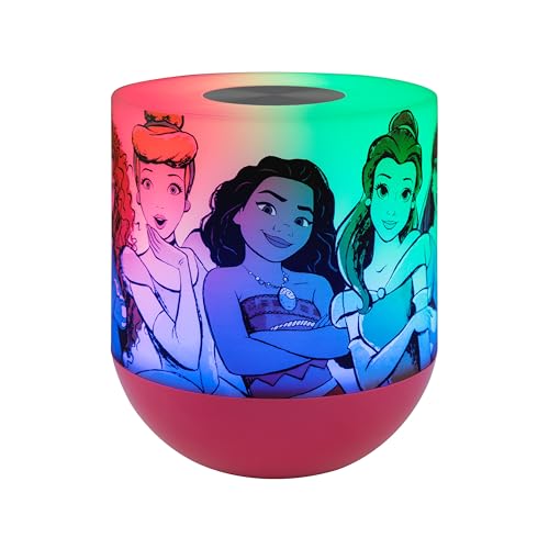 Disney Princess LED Tabletop Color-Changing Night Light Lamp, Touch Sensor, Moana, Belle, Jasmine, Mulan, for Kids, Baby, Bedroom, Bathroom, Playroom, Nursery, Decor, 60732