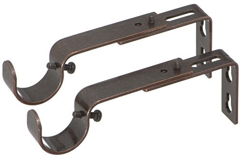 Ivilon Adjustable Brackets for Curtain Rods - for 1 or 1 1/8 Inch Rods. Set of 2 - Oil Rubbed Bronze