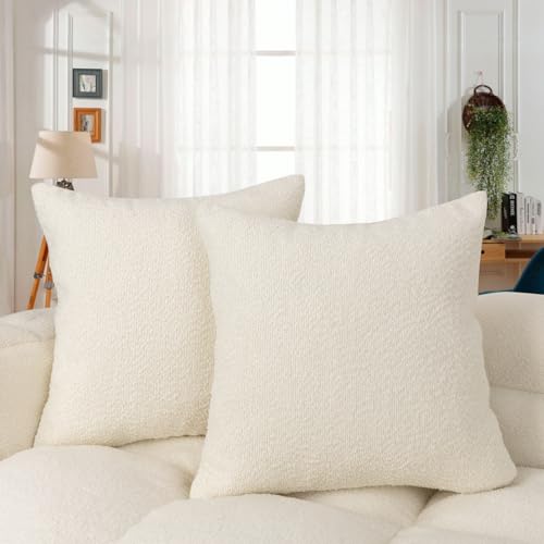 Boucle Throw Pillow Covers 22x22 inch Cream