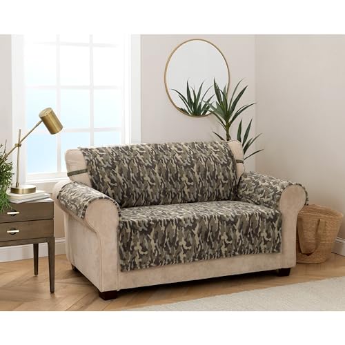 Innovative Textile Solutions Camo Plush Furniture Cover, Olive Green, Loveseat