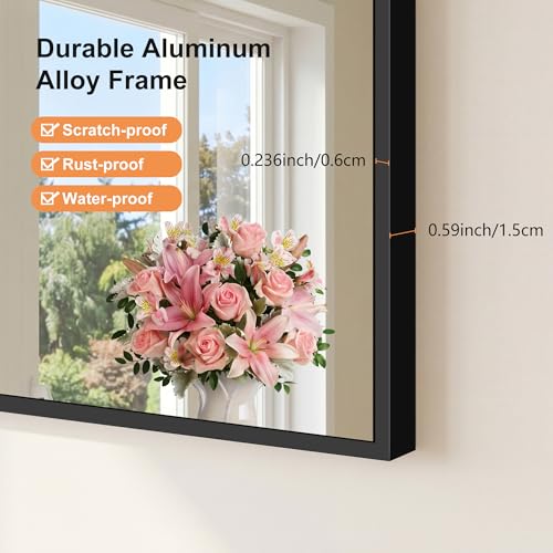 COFENY Black Arch Mirror, 30’’x36’’ Black Mirror for Bathroom, Wide Arched Bathroom Mirror with Metal Frame, Wall Mounted Mirror for Bedroom Living Room Entryway Modern