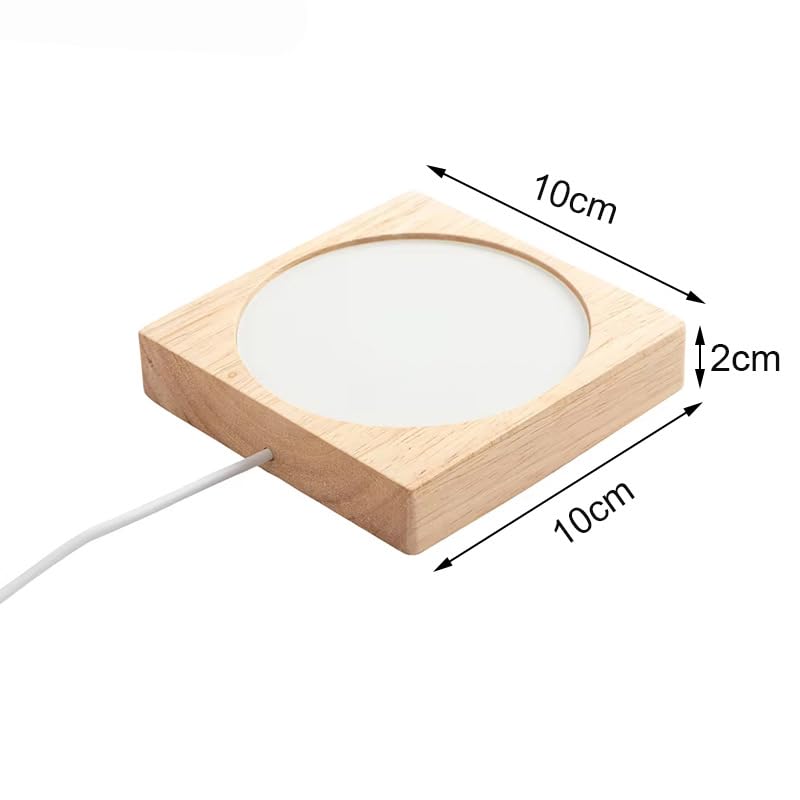 Limitronix 10 Pack Sublimate Blanks Wood Night Light 7 Colors LED Light Temperated Glass Photo Frame with Sublimation Pet Sheet for DIY Heat Transfer Print (Square)