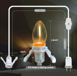 2 Pack Accessory Cord with LED Night Light Bulbs - White Cord with On/Off Switch Plugs - C7 led Bulb Warm White with Spare Fuse for Holiday Decoration and Craft Village House Decoration