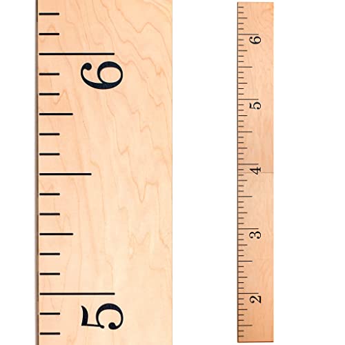 Growth Chart Art | Hanging Wooden Height Growth Chart to Measure Baby, Child, Grandchild - Naked Birch Classic Schoolhouse Ruler with Inches - Wall Decoration for Girls and Boys - 58"x5.75"