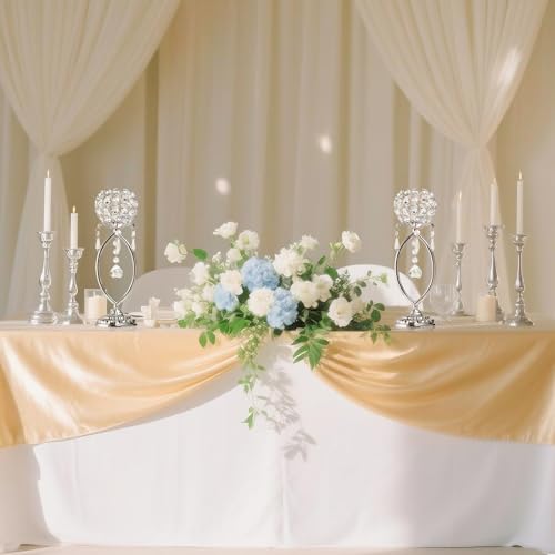 12 Pcs Silver Elegant Metal Crystal Tea Light Candle Holders