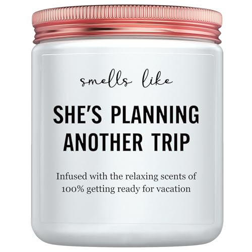 Best Travel Gifts for Women, Funny Gift for People Who Like Travel Hiking - Unique International Traveler Planner Vacation Retirement Present Candle