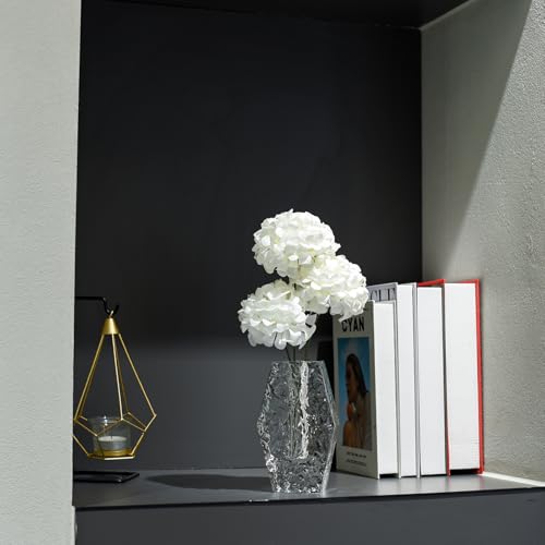 Glacier Series Crystal Vase 6.3-inch High, Modern Crystal Home Office Decor for Living Room Dining Table Centerpieces, Birthday and Wedding