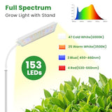 Grow Lights for Indoor Plants, 153 LED Full Spectrum Plant Grow Light Floor Standing, Height Adjustable 24-68 in,4/8/12/16H Timer,3 Lighting Modes,5 Brightness for Growing Large Tall Plants