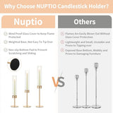 NUPTIO Hurricane Glass Candles Holder, 18 Pcs Gold Taper Candle Holder Bulk