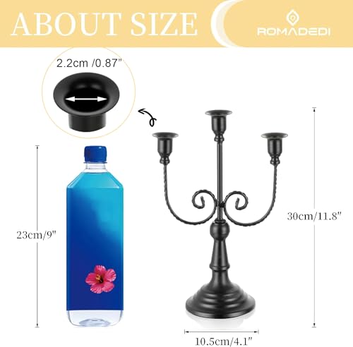 Romadedi Black 11.8" 3 Arm Candelabra Candle Holders