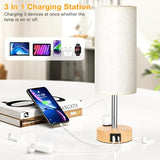 Touch Bedside Table Lamps Set - 3 Way Dimmable Bedroom Lamps Set of 2 with USB C & A Ports, Small Lamps for Nightstand with AC Outlet, Small Desk Lamp for Office, Dorm, Nursery - Dorm Room Essentials
