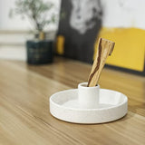 Palo Santo Holder, Ceramic Incense Holder for Palo Santo Sticks, Scent Wood Stand and Ash Catcher, Simple, Sturdy and Well Made Incense Burner, Cozy Speckled White